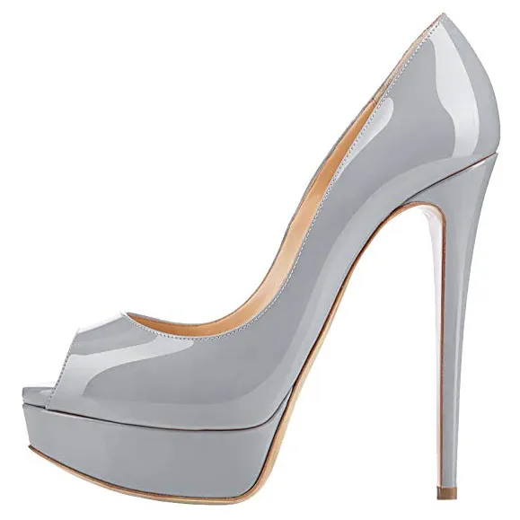 Rontik Kadın Klasikler Parlak Pompalar Stiletto Yüksek Topuk Ayakkabı Seksi Peep Toe 6 Renkler Düğün Bayanlar Ayakkabı Kadınlar Artı ABD Boyutu 5-15
