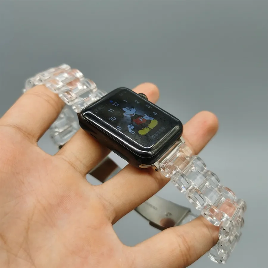 Lucency Harzband für Apple Watch Serie Ultra 8 7 6 5 4 3 2 1 Klare faltbare Uhrenarmbänder für Iwatch 38 40 42 44 41 mm 45 mm 49 mm Zubehörarmband