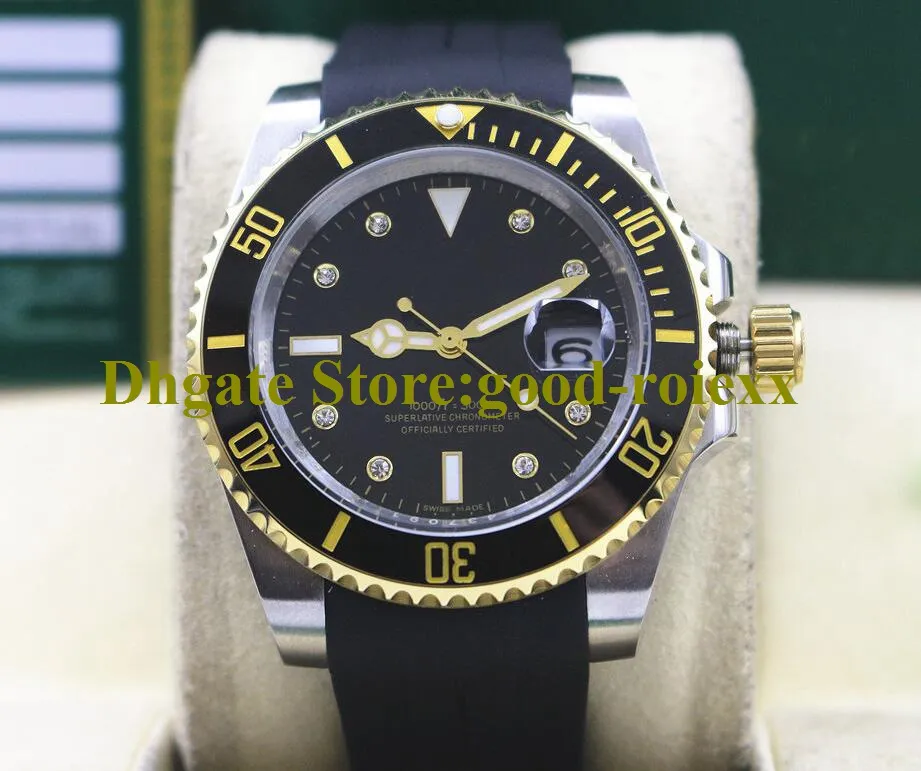 Relógio de coroa masculino de luxo automático diamante ouro relógios preto azul dourado cerâmica pulseira de borracha 116618 mergulho 116619 esporte pulso311u