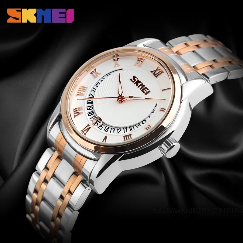 Skmei negócios masculino relógios marca superior de luxo pulseira aço inoxidável à prova dwaterproof água relógio quartzo relógios pulso relogio masculino 9122296e