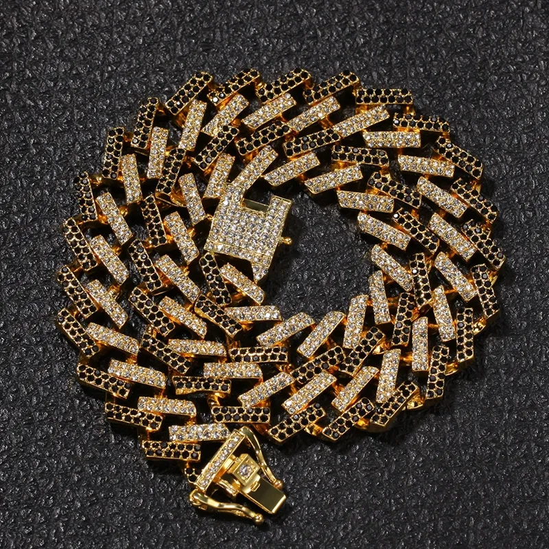 Мужские цепочки Iced Out, ожерелье, ювелирные изделия в стиле хип-хоп, золото, серебро, бриллианты, Майами, кубинская цепочка, ожерелья 246K