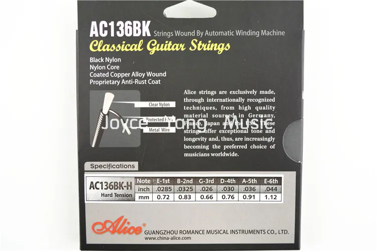 Alice AC136BK 일반 하드 블랙 나일론 문자열의 3 세트 클래식 기타 문자열 1st6th Strings Wholes3724089