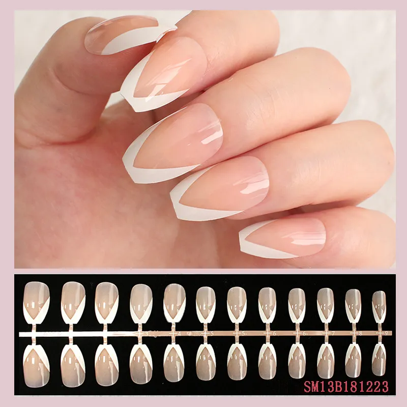 Timeless Classic French Nails Art Manucure Tan Collection d'ongles artificiels Final Cover Full Fingernail Tips Patch9791864