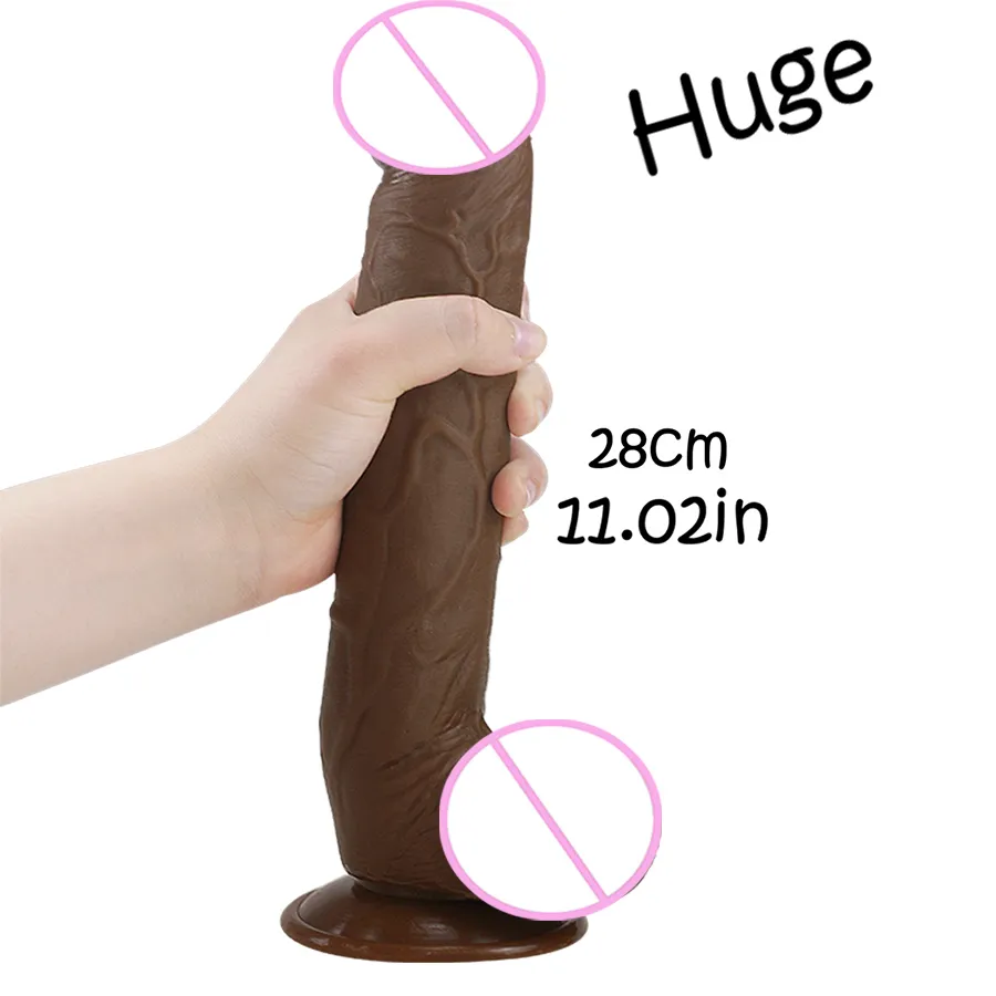 285CM Super Huge Black Dildos Strapon Thick Giant Realistic Dildo Anal Butt with Suction Cup Big Soft Penis Sex Toy For Women T202213797