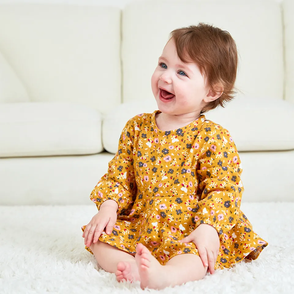 ong Sleeve Dress Rompers Cotton Baby Girl R