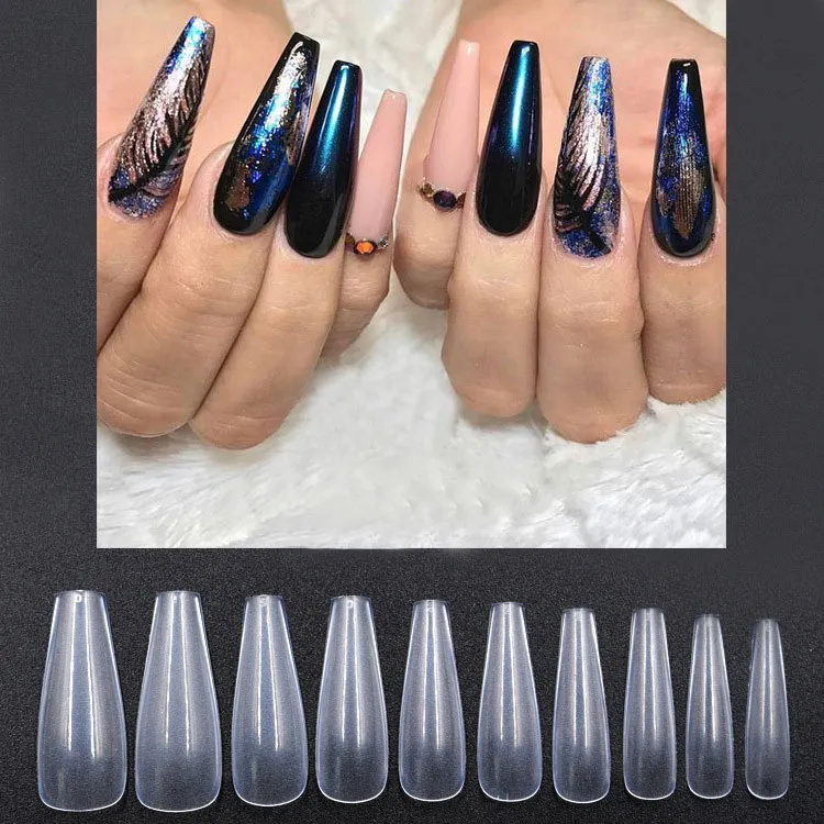 Nieuwe 500 Stuks Ballet Kunstmatige Nagels Tips Professionele Lange Volledige Cover Kist Fake Nail Gourd Stiletto Manicure