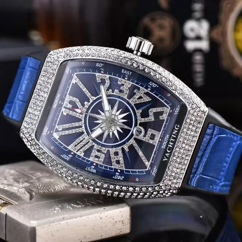 Orologi di lusso uomo orologio al quarzo di design all'avanguardia con cassa in diamanti orologio di alta qualità cinturino in pelle orologi ghiacciati Montre de291R