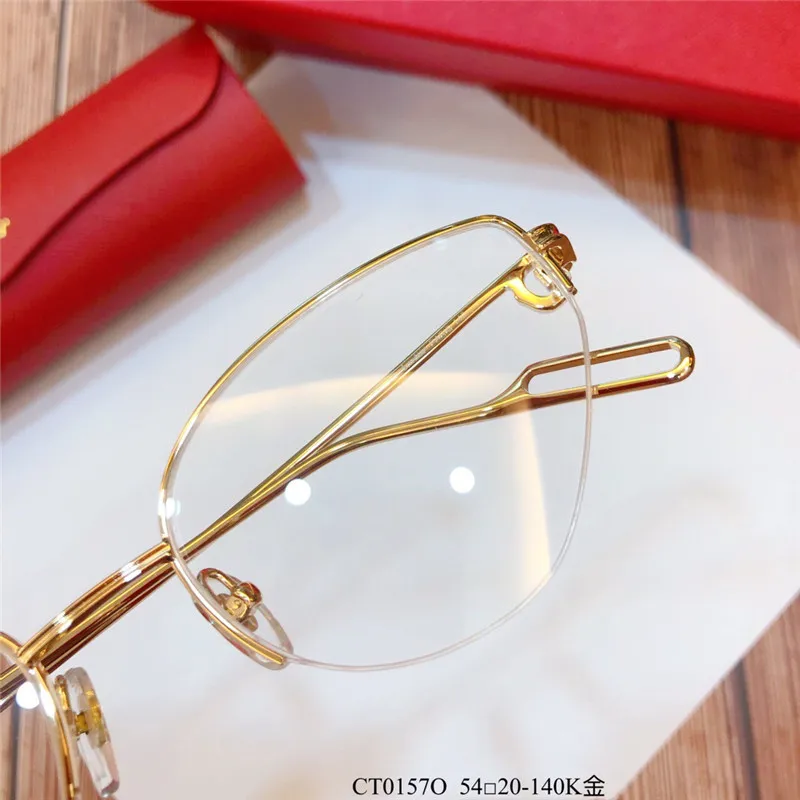 New fashion designer frame cat eye K gold half frame retro modern style 0157 unisex can be used for prescription lenses glasses339K