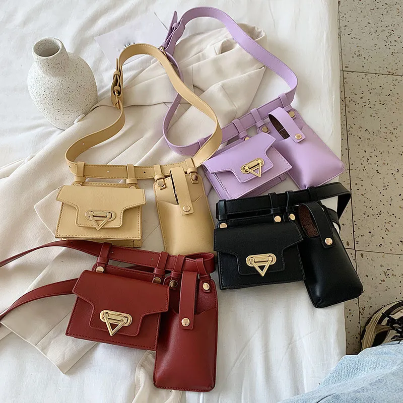 Women Waist Bags PU Leather Mini Fanny Pack Multifunctional Travel Lady Chest Belt Bag Hip Hop Bum Bag Female Phone Purses Small303d