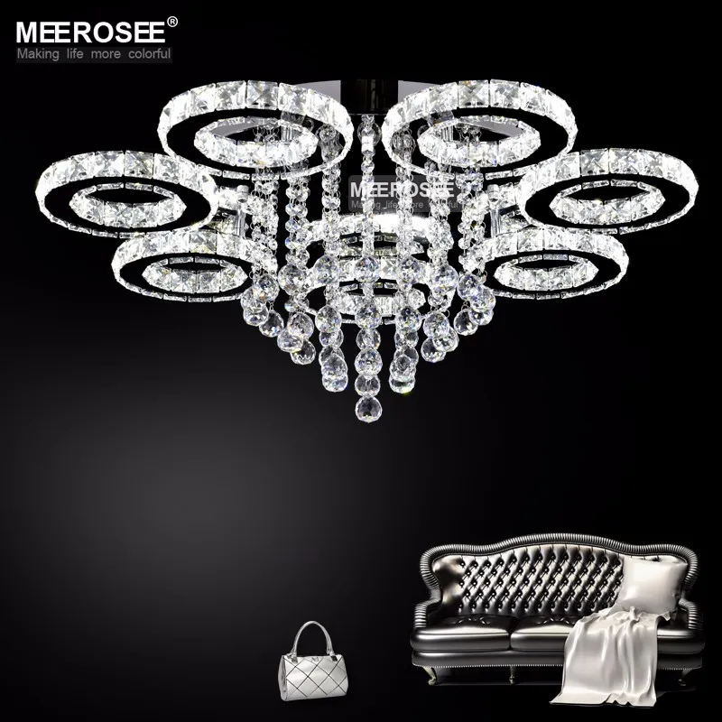 Lustres de cristal modernos lâmpadas de teto de diamante claro para jantar círculo de anel de sala de estar lustres lamparas de techo home indoo305o
