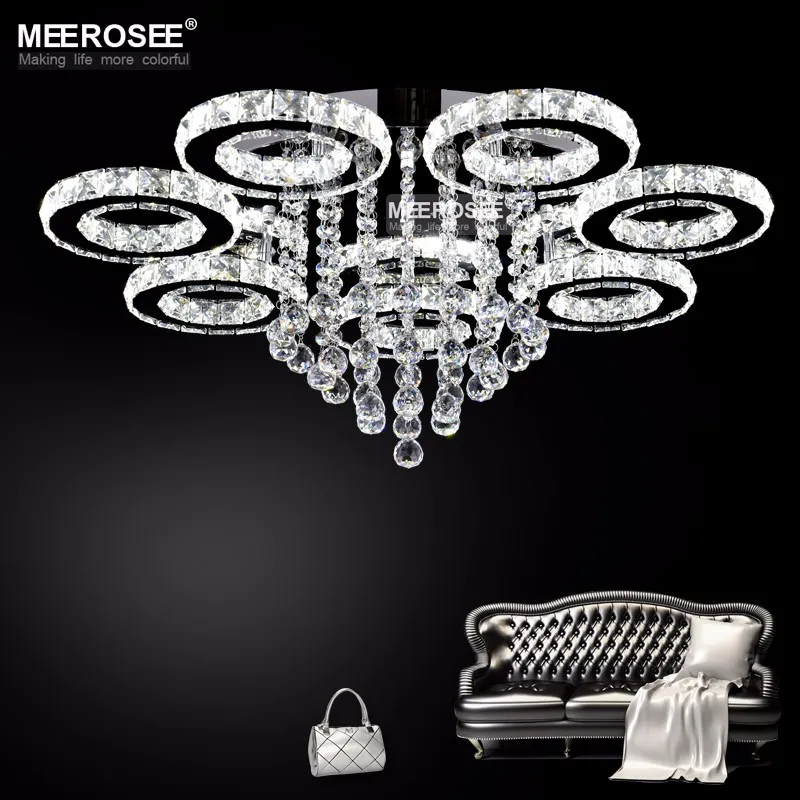 Modern Crystal Chandeliers Light Diamond LED Taklampor för mats vardagsrum Ring Circle Lustres Lamparas de Techo Home Indoo286G