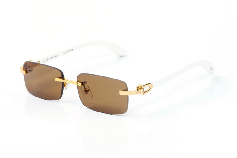 Nya modeklara linser Nerd Läser Rimless Frame Gold Silver Metal Alloy träram Buffel Glasögon för män Kvinnor Sun 192f