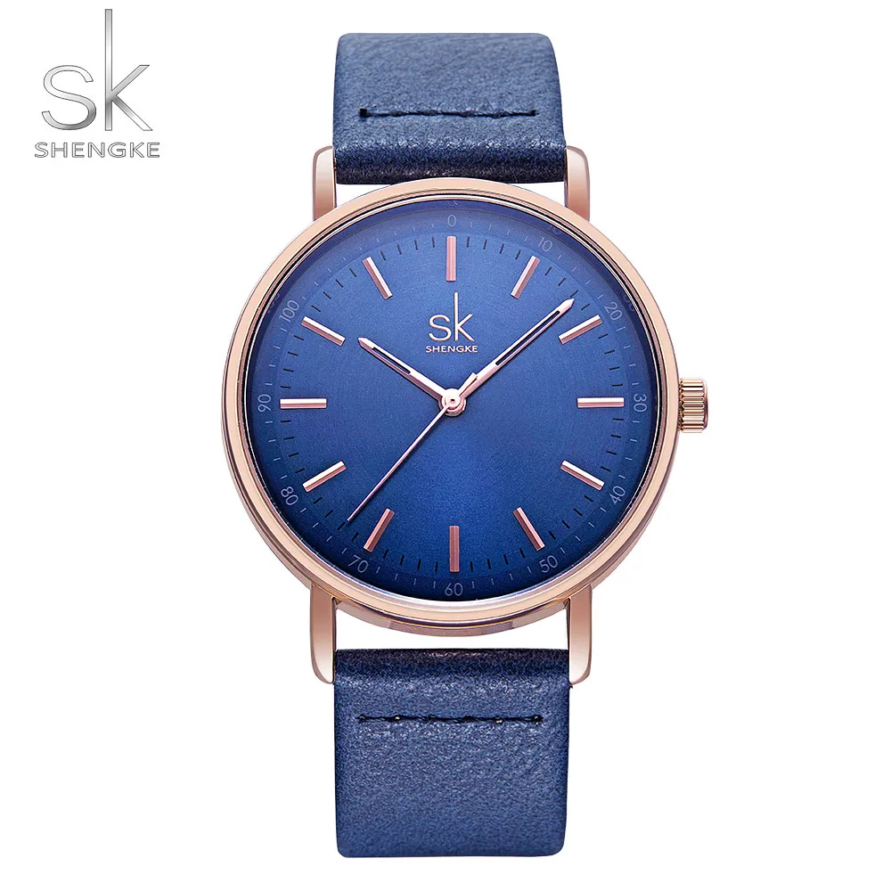 Shengke – montre-Bracelet à Quartz pour femmes, Design Vintage, bracelet en cuir décontracté, montre habillée pour dames Bayan Kol Saati299A