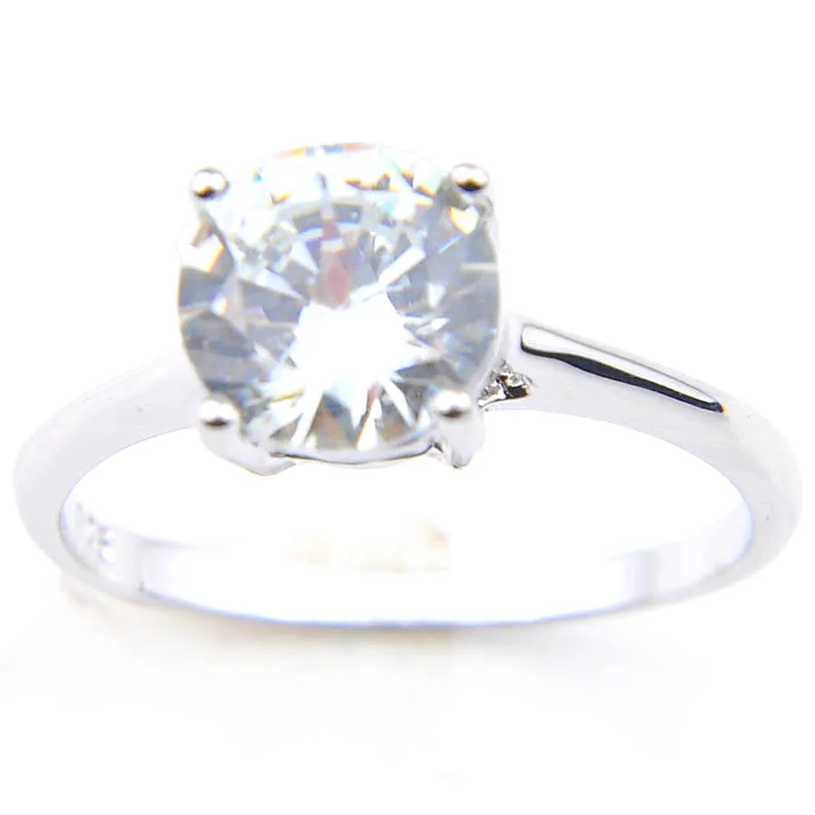 Classic Round White Topaz Gem 925 STERLING SILPLADE Women de mariage Party Party Bijoux Russie Américain Australie Holida272J