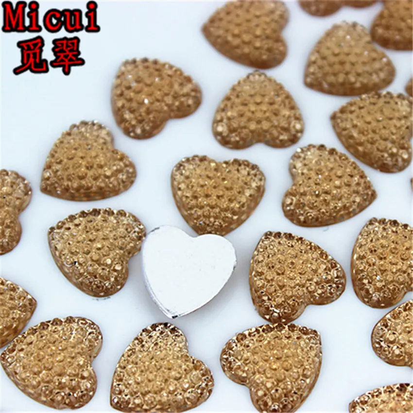 Micui 13mm Heart Acrylic Rhinestone Crystals Flatback Non Sewing For Clothes Dress Decorations Jewelry Accessories ZZ743234U