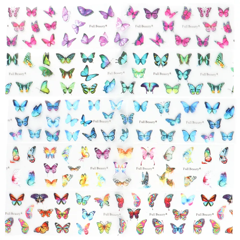 10 Rolls Nail Foils Stickers Colorful Transfer Foil Butterfly Wraps Adhesive Decals Paper Nails Decoration CH1797