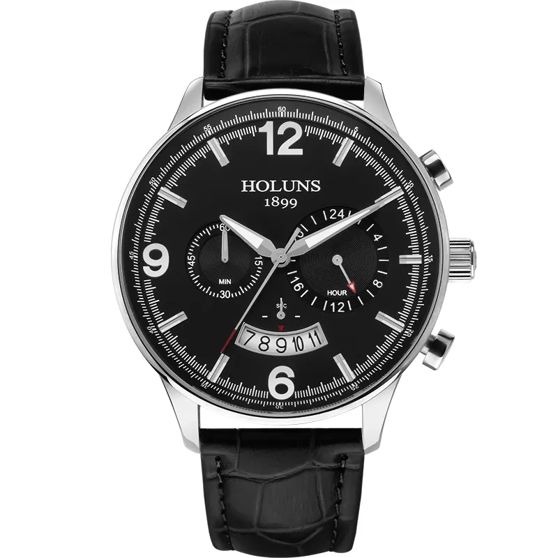 Роскошные часы 22 мм, большой 24-часовой циферблат, кварцевые часы, мужские наручные часы, водонепроницаемые часы для мужчин F2634