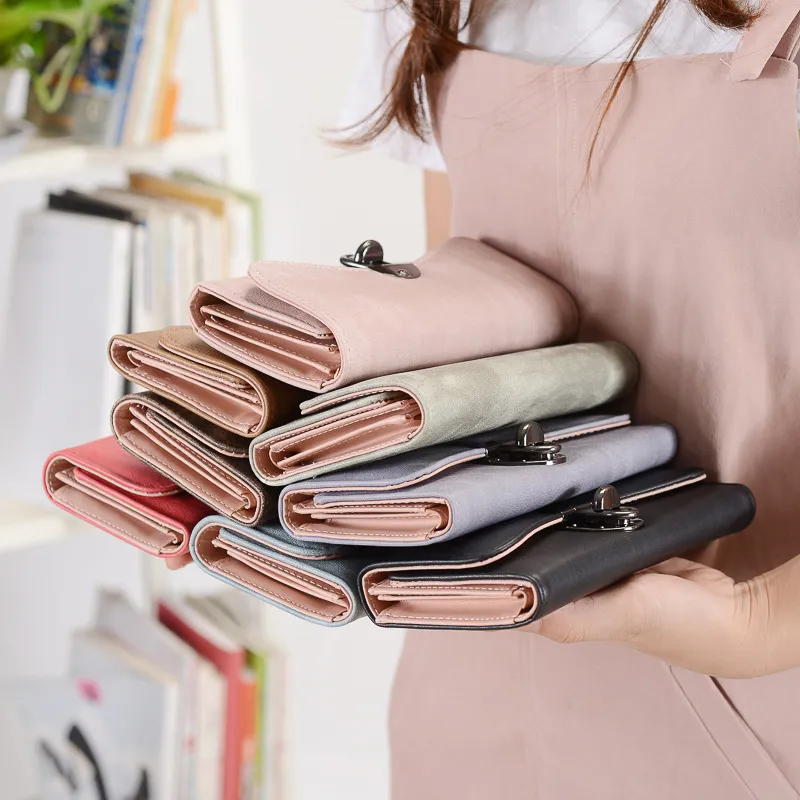 Designer Women Long Purse Clutch Wallet Fashion Korean Student Lock Multi-function Ladies Purse Bag Nice Quality Folding Wallet