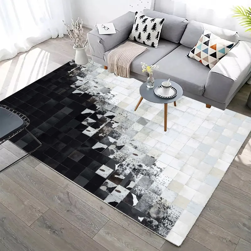 Black White Imitation Cowhide 3D Printed carpets Modern Nordic Home Decor Floor Rug Child Bedroom Play Area Rugs Kids Room Mats12583