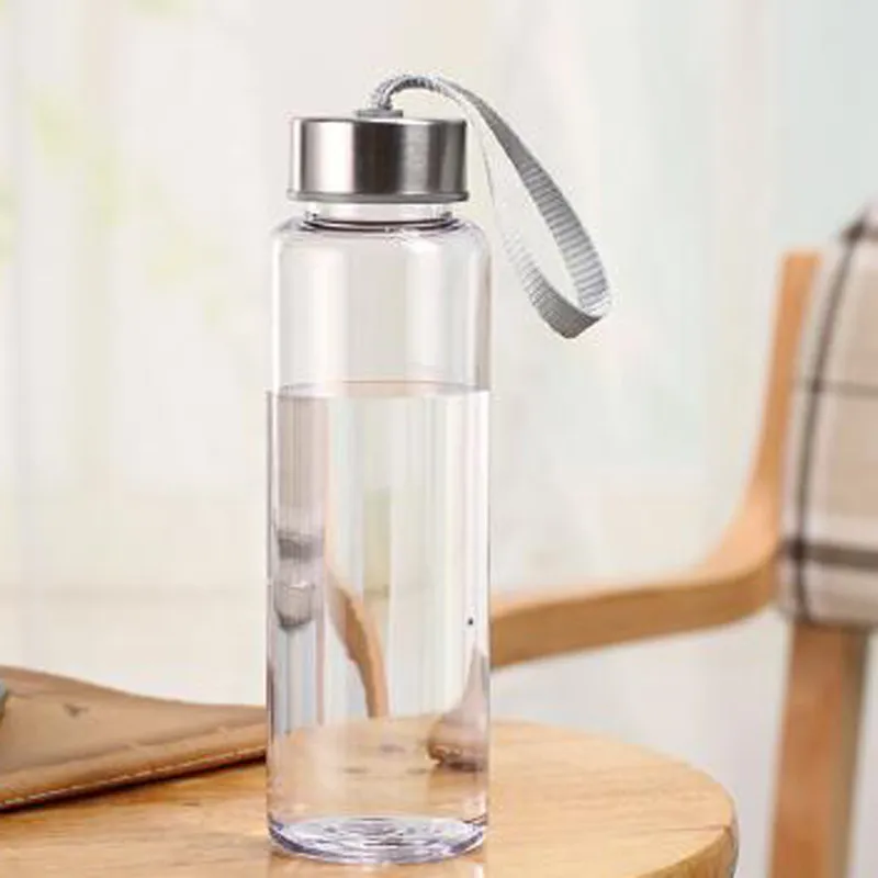 Nouveaux sports extérieurs bouteilles d'eau portables en plastique transparent transparent des déplacements de fuite rond transport pour la bouteille d'eau drinkware254m