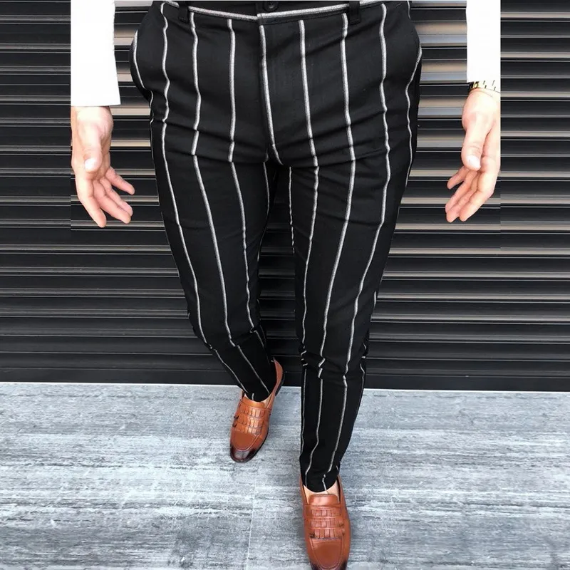 Smart Casual Hosen Männer Frühling Mode Dünne Hosen Pantalones Hombre Gestreiften Gerade Bein Jogger Bleistift Hosen Männlichen Streetwear V2238U