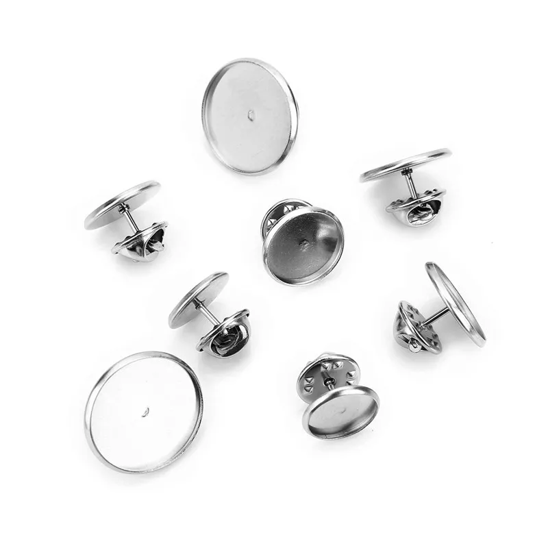 Autres Sauvoo Base de broche en acier inoxydable 12mm 14mm 16mm 18mm 20mm Papillon Tie Tack Blank Pin Tray DIY Jewelry Findings Other296h