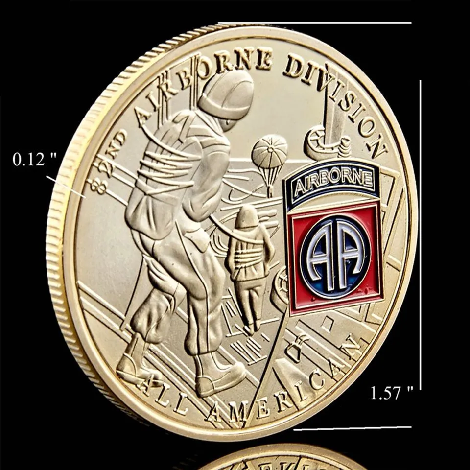 US Military Craft Army 82nd Airborne Division Eagle 1oz Gold Plated Challenge Coin Gift Collectible Wcapsule6919410