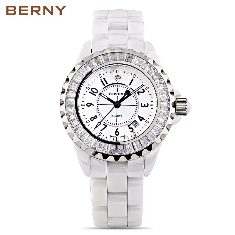 BERNY Witte Keramische vrouwen horloges waterdicht luxe Japan Quartz relogio feminino Cadeau Voor Kerstmis Nieuwjaar 2316L239l