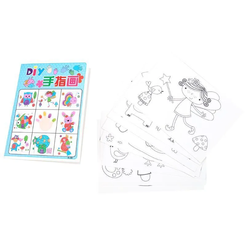 8 Teile/satz Cartoon Kind Finger Malerei Handwerk Set Kinder malbuch Fingerpaint Zeichnung Werkzeug Bildung Spielzeug Großhandel