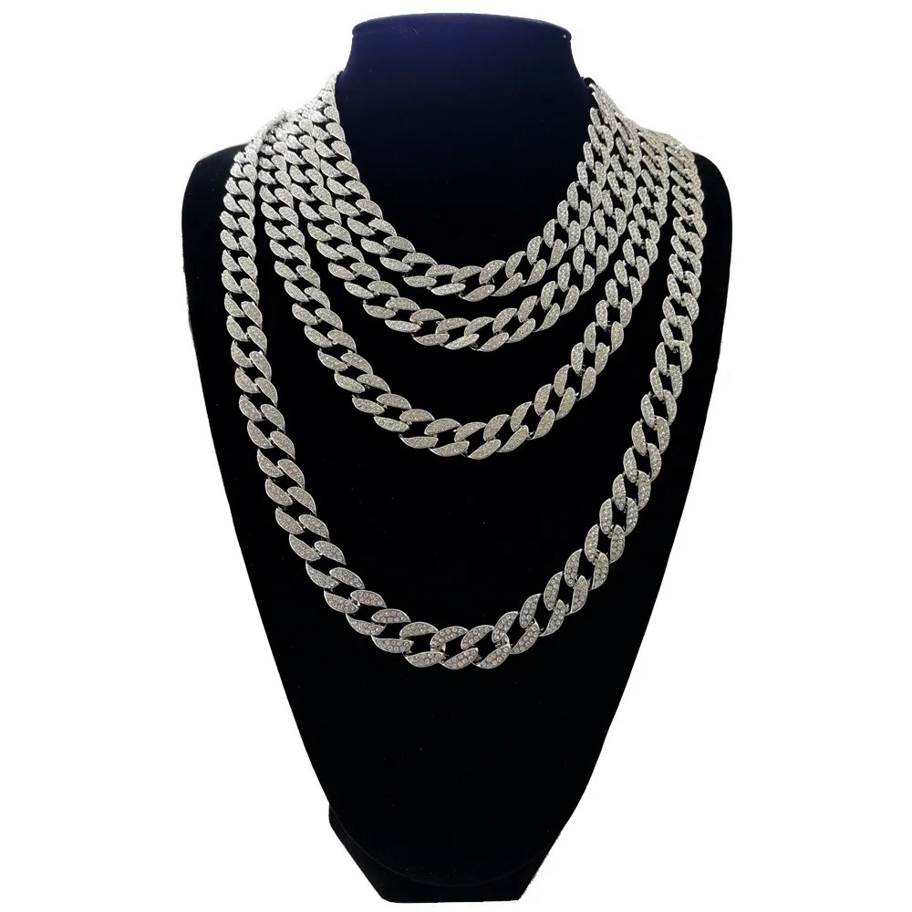 HipHop iced out Miami Cuban Link Chains Necklace For Mens Long Thick Heavy Big Bling Hip Hop Women Gold Silver Jewelry Gift271A