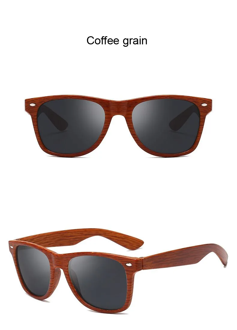 Men Women's Retro Hipster Square Wood Print Classic Driving Sunglasses Outdoor UV400 Glasses Elegant Wood Print Sunglasses297T