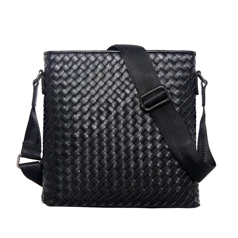 Men's Business Shoulder Bag Men 's Classic Cowhide Genuine Leather Woven Bag Vertical Section Shoulder Messenger Busines227S