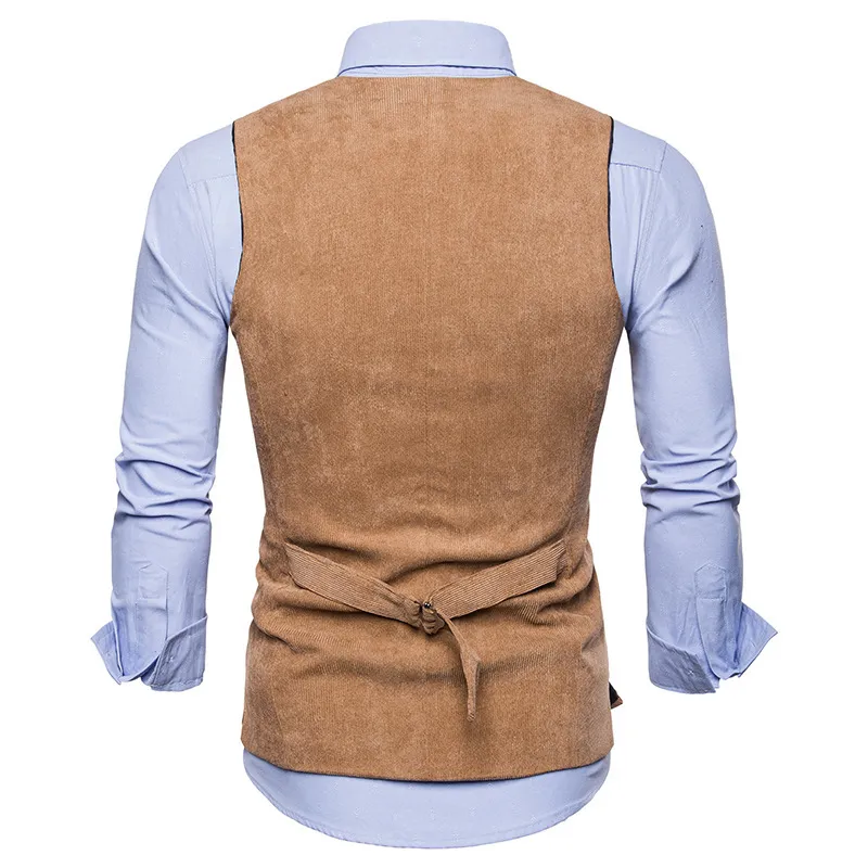 Mens Corduroy Suit Vest Foramal Weeding Dress Vests Waistcoat Men Gilet Business Wedding Tuxedo Vest Colete Masculino T200117