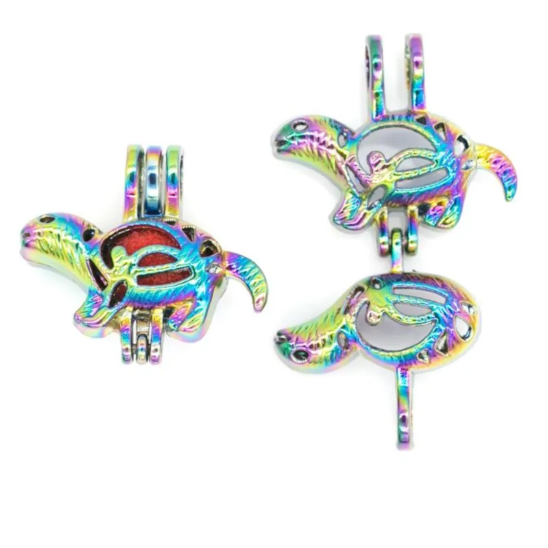 REYOW 5 pièces multicolore dinosaure perle perle Cages parfum huile essentielle diffuseur médaillon pendentif fabrication de bijoux DIY244E