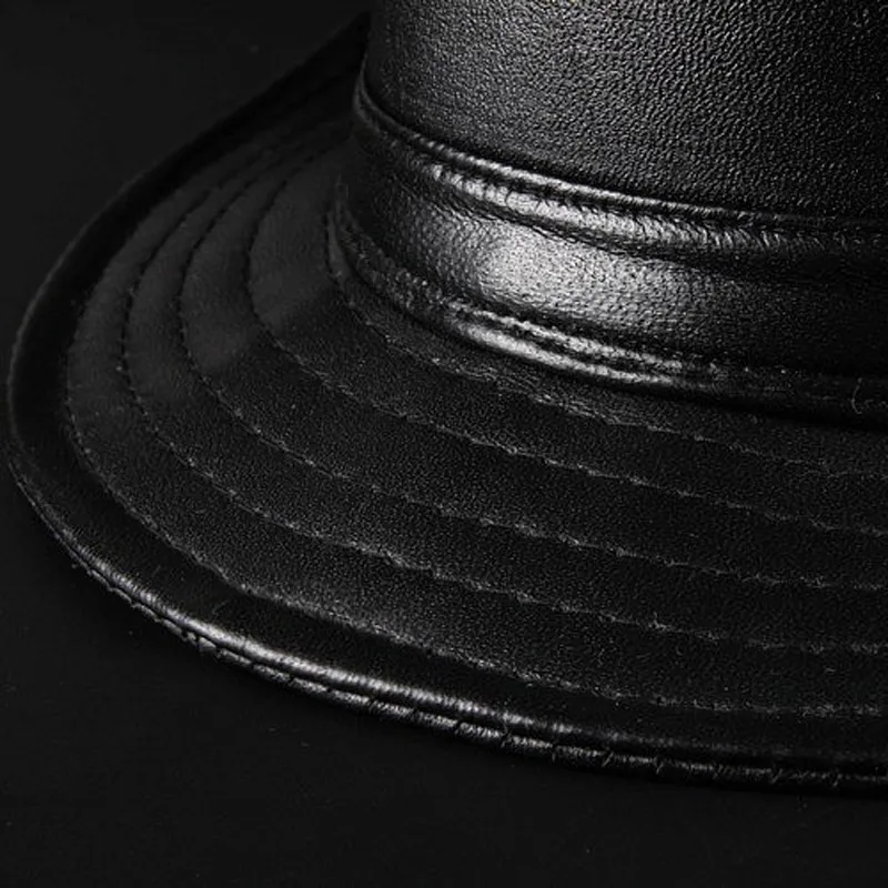 Модная мужская кожаная шляпа трилби, мужская кепка-федора, винтажная джазовая шляпа джентльмена, весенне-осенняя брендовая мужская панама 039s, кепка8498565