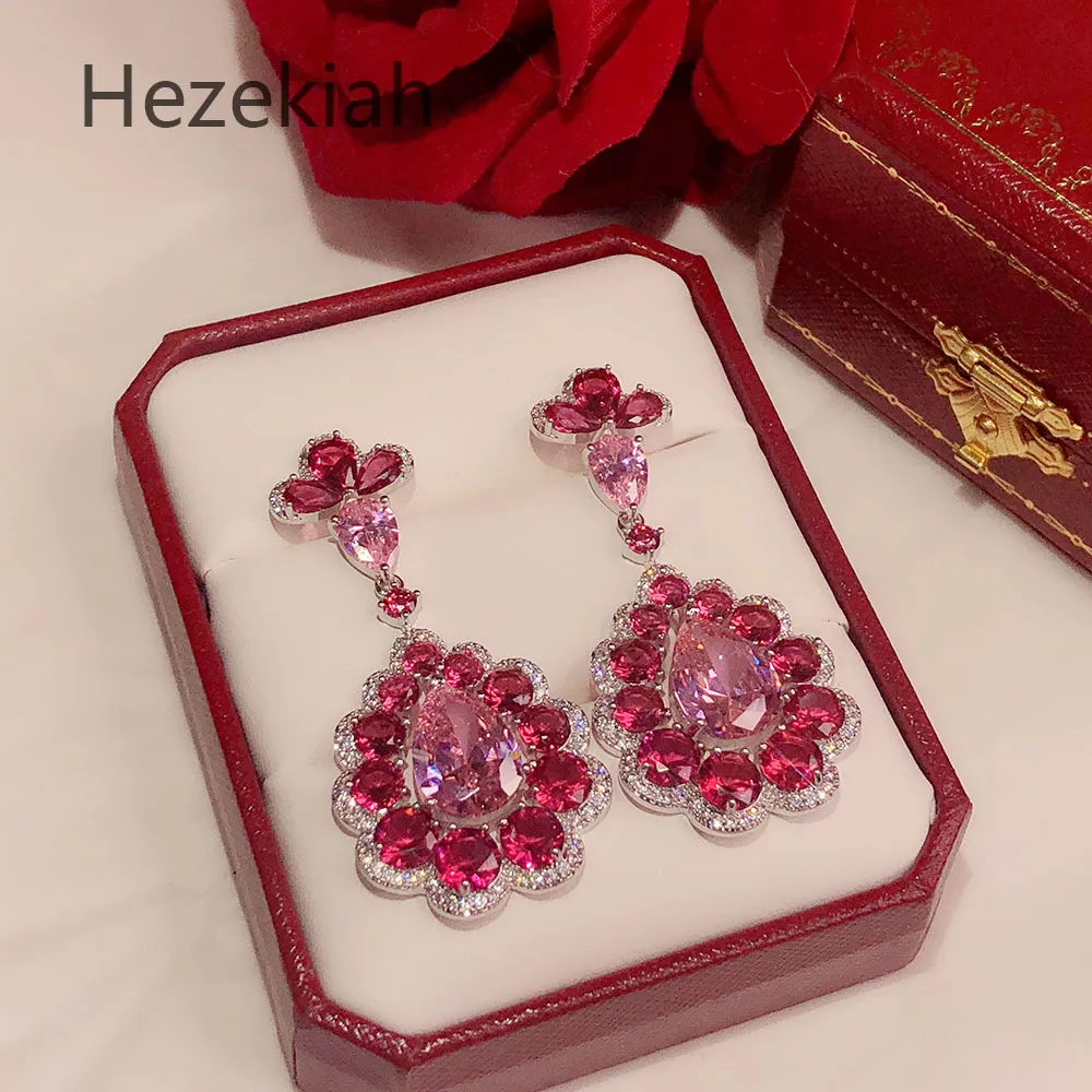 Hezekiah S925 Tremella aiguille Boucles d'oreilles rouges Livraison gratuite Personnalité Rose Boucles d'oreilles pour femmes Soirée dansante Qualité supérieure Eardrop femme