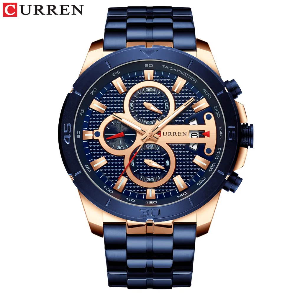 CURREN nouvelles montres hommes marque de luxe chronographe montre de sport pour hommes montre-bracelet avec bracelet en acier inoxydable décontracté affaires Clock333K
