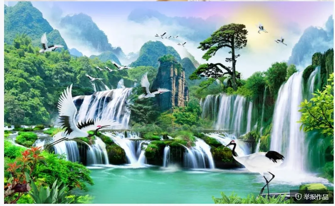 Пользовательские обои зеленые пейзажи природы водопад обои 3d фрески обои для гостиной348N