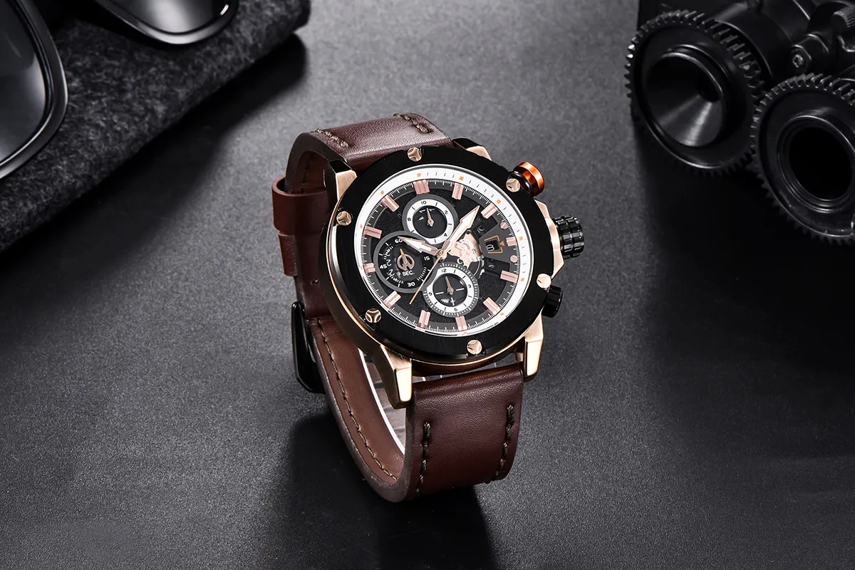 LUZULHO CHURTA DE CATAÇÃO DE GOLD ROSE GOLTZ CRONOGRATO CRONOGRATO SPORT Sport Mens Watches Top Watwatch Male Watch Men 2019 Relogi244J