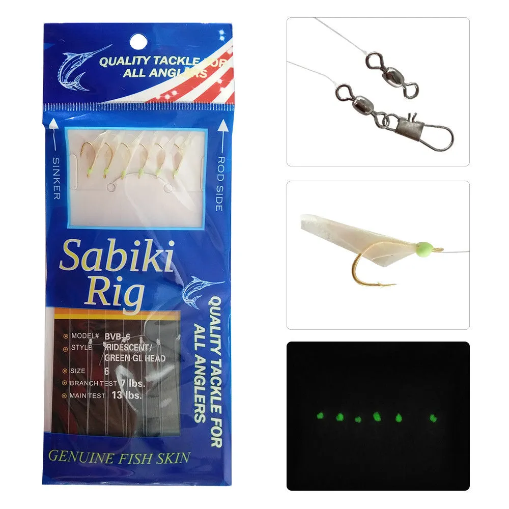 30 Packs Sabiki Rigs Angeln String Haken Silikon Weicher Köder Souple Rock Leuchtende Perle Künstliche Bait2728