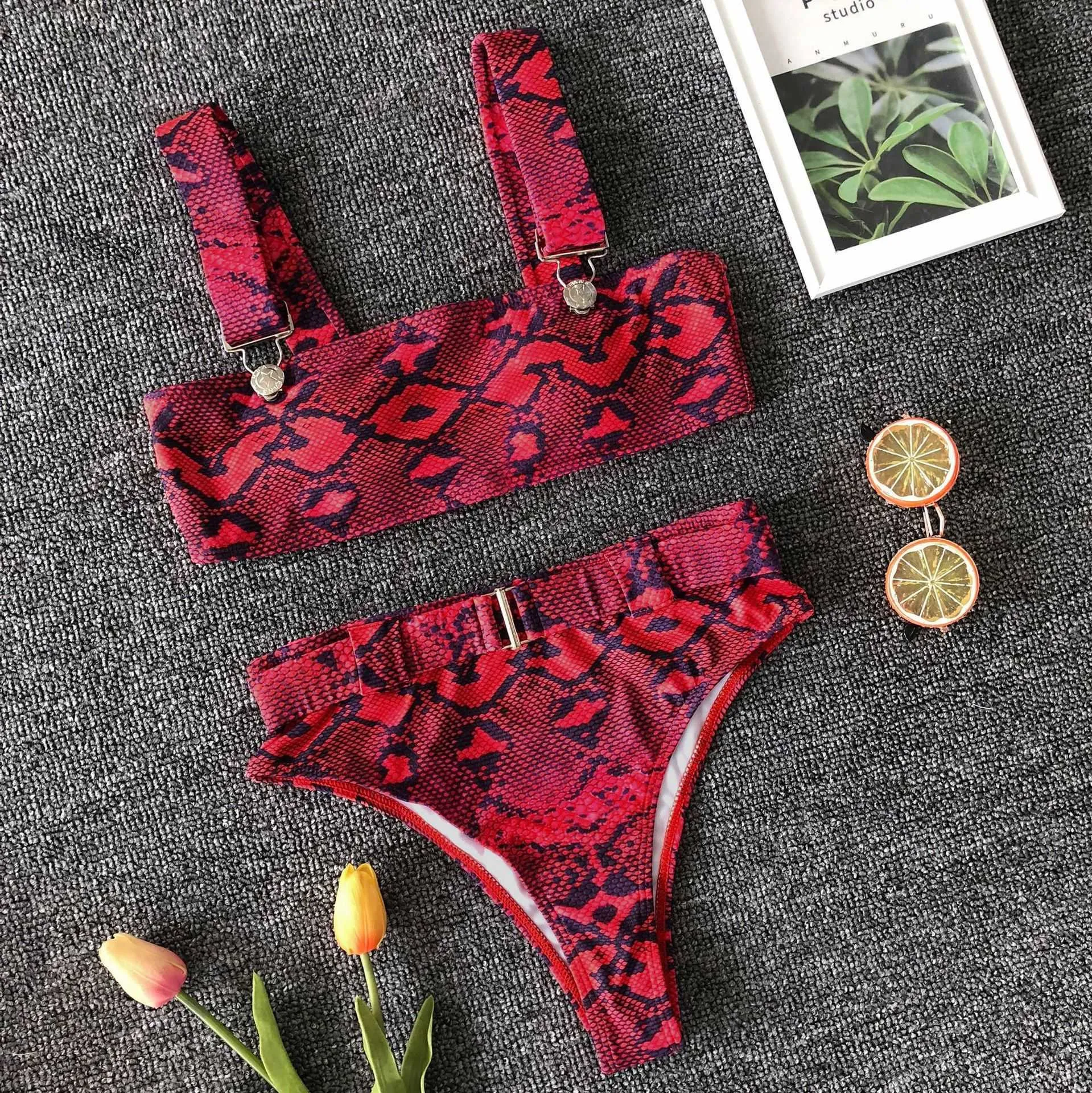 J08 Bikinis sexis unicolor Push Up Bikini 2019 sujetador acolchado correas de cintura alta traje de baño mujeres estampado Biquini6946584