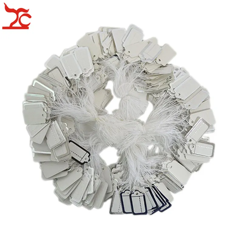 Hele 1000 stuks veel blanco wit papier label met hangende string juwelier ring horloge gemak geregen tag291f