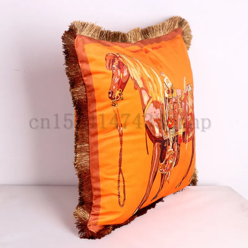 Hästtryck kudde täcker bomullslinne färgglada kärlek häst hem dekorativ kudde fodral för soffa djur2026280