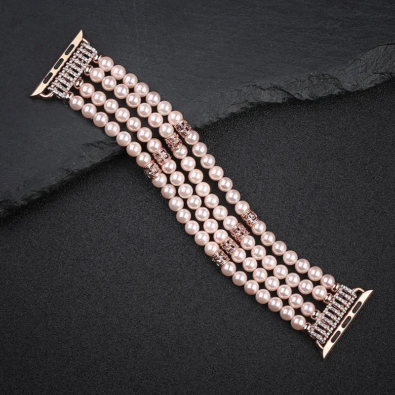 Pasek biżuterii dla damskich do Bpple Watch Band 38 mm 40 mm IWatch 4 3 pasek pasek zegarek 42 mm 44 mm imitacja Pearl Bransoletka T1906213O