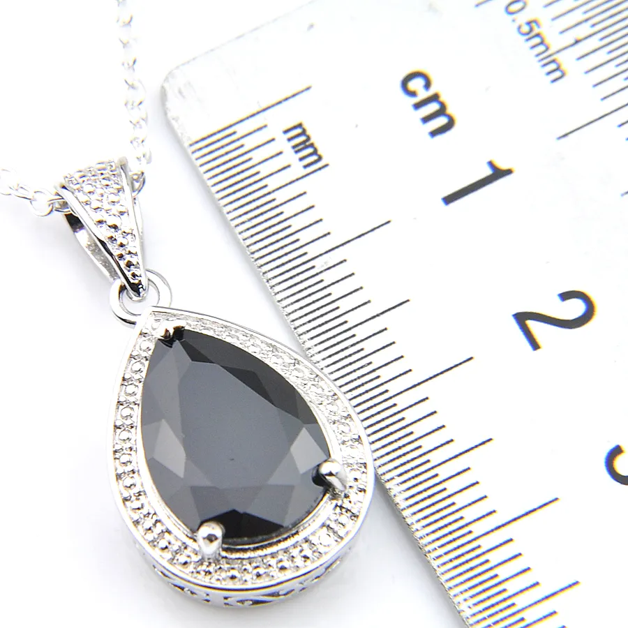 LUCKYSHINE bijoux de mode 8 couleur 925 collier en argent topaze cristal pierre femmes bijoux goutte d'eau pendentif collier 10 14 mm 235S