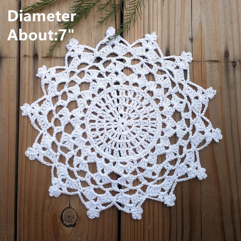 of 12 design Nice Happy flower Crochet pattern round doilies - Diameter 6 -7 -8 -9 handmade tab2566