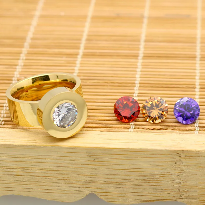 Anillo de moda de mujer Colio de cuatro colores P Anillo de acero de titanio de 18K anillo de acero inoxidable chapado en oro para mujer9319046