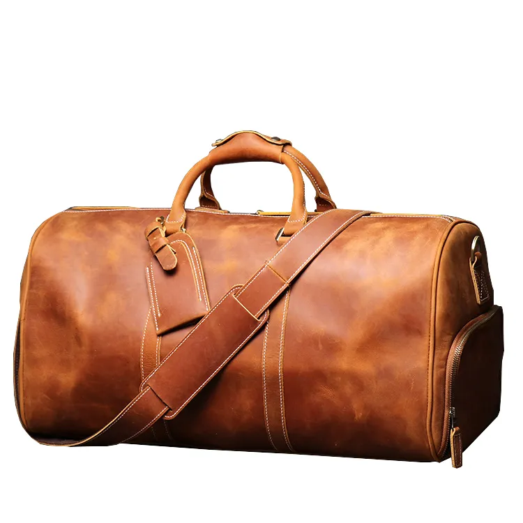 Мужская дорожная сумка из натуральной кожи с натуральным лицевым покрытием, дорожная спортивная сумка, большая сумка для ручной клади на ночь, сумки Weekender Bags1203C