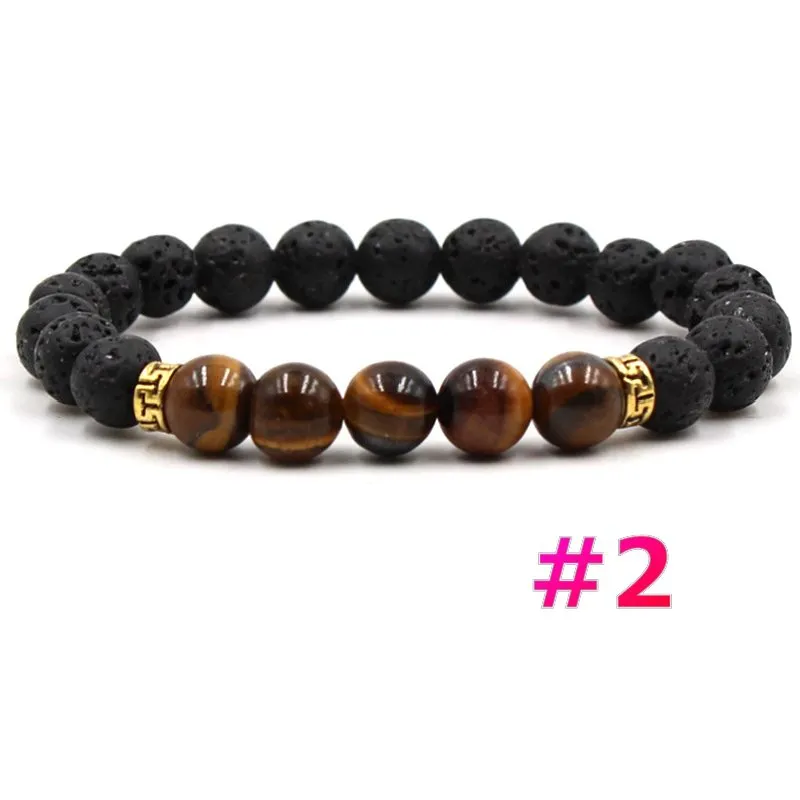 7 Chakra Pulseira Homens Wome Lava Rock Aromaterapia Essential Difusor Difusor Pulseira Trançada Pedra Natural ioga Grânulos Pulseiras DLH387