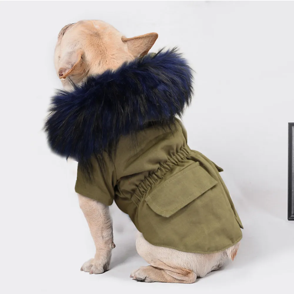 Vestiti cani di pelliccia sintetica di lusso Inverno caldo cucciolo di chihuahua Abbigliamento cani di piccola taglia Cappotto Bulldog francese Y200330245V